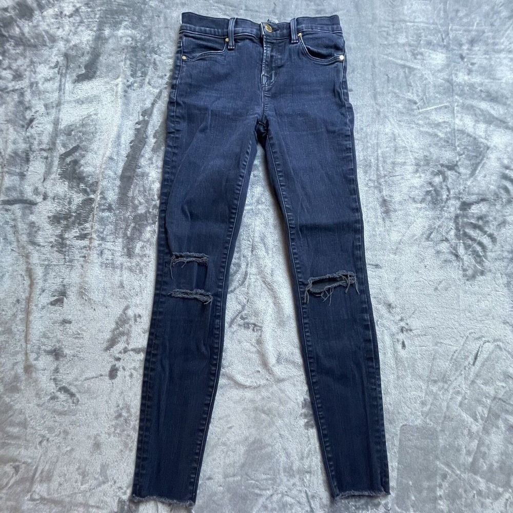 J Brand Jeans Womens 25 Cropped Skinny Blue Mercy Distressed‎ Denim